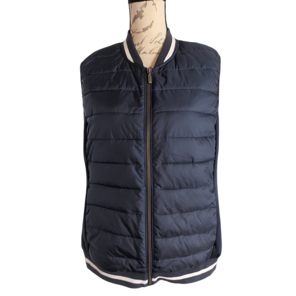 BARBOUR Women's Navy Blue Fibre Down Full Zip Puffer Vest Size 10